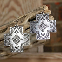 Western Aztec Cross Necklace with Matching Earrings