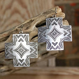 Western Aztec Cross Necklace with Matching Earrings