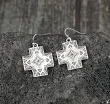 Western Aztec Cross Necklace with Matching Earrings