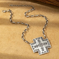 Western Aztec Cross Necklace with Matching Earrings