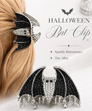 HALLOWEEN - Rhinestone Bat Silver-Tone Hair Claw