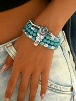 Western Turquoise Steer Necklace & Matching Bracelet
