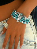 Western Turquoise Steer Necklace & Matching Bracelet