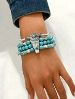 Western Turquoise Steer Necklace & Matching Bracelet