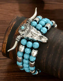Western Turquoise Steer Necklace & Matching Bracelet