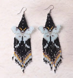 Black Bohemian Beaded Butterfly Tassel Earrings