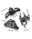 HALLOWEEN - 3pcs Skeleton Metal Large Hair Claws (2 Color Choices)
