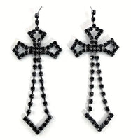 Rhinestone Hollow Cross Earrings (3 Color Choices)