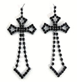 Rhinestone Hollow Cross Earrings (3 Color Choices)