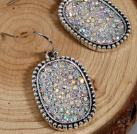 Bohemian Drop Earrings Inlaid Synthetic Gems Statement Hook Earrings