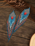 Boho-Chic Blue Beaded Long Tassel Earrings