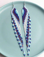 Gradient Bohemian Long Beaded Tassel Earrings (6 Color Choices)