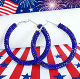 Rhinestone/Crystal Hoop Earrings (3 Color Choices)