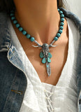 Western Turquoise Steer Necklace & Matching Bracelet