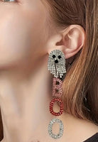 Halloween - Oversized Rhinestone Ghost & BOO Letters Drop Earrings