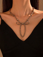 Western Beaded Bow Knot Necklace with Matching Earrings
