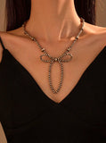Western Beaded Bow Knot Necklace with Matching Earrings