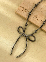 Western Beaded Bow Knot Necklace with Matching Earrings