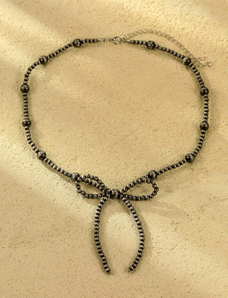 Western Beaded Bow Knot Necklace with Matching Earrings