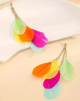 Colorful Feather Dangle Earrings (2 Colors Available)