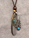 Boho - Feathers & Leather Necklace (2 Choices)