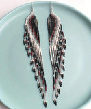 Gradient Bohemian Long Beaded Tassel Earrings (6 Color Choices)