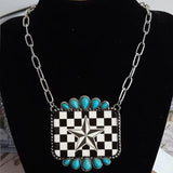 Checkerboard / Western Star Statement Necklace