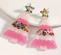 Festive Acrylic Christmas Tree Earrings (3 Color Choices)