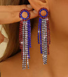 Patriotic Rhinestone Tassel Earrings (3 Choices)