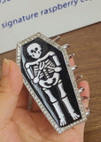 HALLOWEEN - Black Coffin & Skeleton Silver-Tone Hair Claw