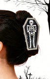 HALLOWEEN - Black Coffin & Skeleton Silver-Tone Hair Claw