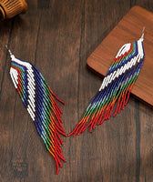 Boho-Chic Colorful Beaded Cascading Long Tassel Earrings