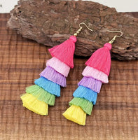 Colorful Layered Tassel Earrings (2 Color Choices)