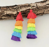 Colorful Layered Tassel Earrings (2 Color Choices)