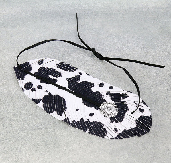 Western Concho Feather Hat Band (Leopard or Cow Print)