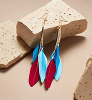 Colorful Feather Dangle Earrings (2 Colors Available)