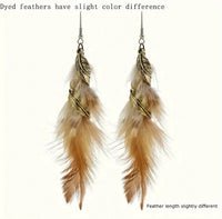 Bohemian Style Gold Spirals & Feather Earrings (7 Color Choices)