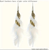 Bohemian Style Gold Spirals & Feather Earrings (7 Color Choices)