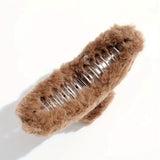 6 Piece Set -  Plush Faux Fur Hair Jaw Clips