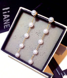 Delicate Pearl Chain Earrings (Gold or Silver)