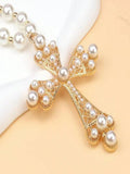 Elegant Pearl Cross Necklaces (3 Color Options)