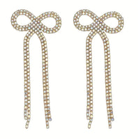 Rhinestone Tassel Bows Earrings (2 Color Choices)