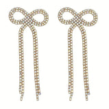 Rhinestone Tassel Bows Earrings (2 Color Choices)