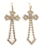 Rhinestone Hollow Cross Earrings (3 Color Choices)