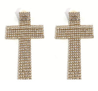 Rhinestone Tassel Cross Earrings (2 Color Choices)