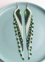 Gradient Bohemian Long Beaded Tassel Earrings (6 Color Choices)