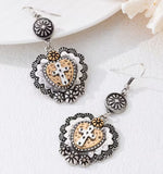 Western - Vintage 2 Tone Heart/Cross Earrings