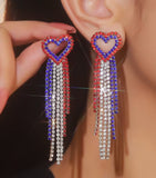 Patriotic Rhinestone Tassel Earrings (3 Choices)