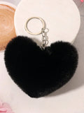 Cute Heart-Shaped Fluffy Crossbody Bag with Bonus Earrings & Keychain (3 Color Choices)
