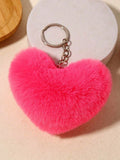 Cute Heart-Shaped Fluffy Crossbody Bag with Bonus Earrings & Keychain (3 Color Choices)